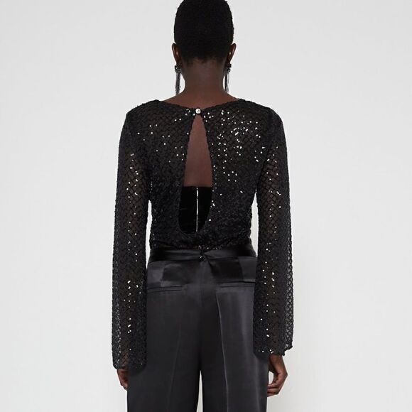 ZARA SEQUIN MESH TOP - Picture 6 of 10
